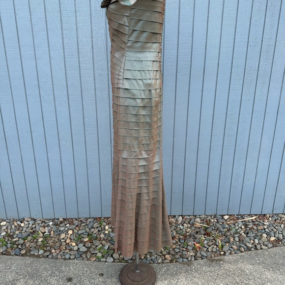 Tadashi Shoji Pleated Iridescent Evening Gown - Picture 7 of 16